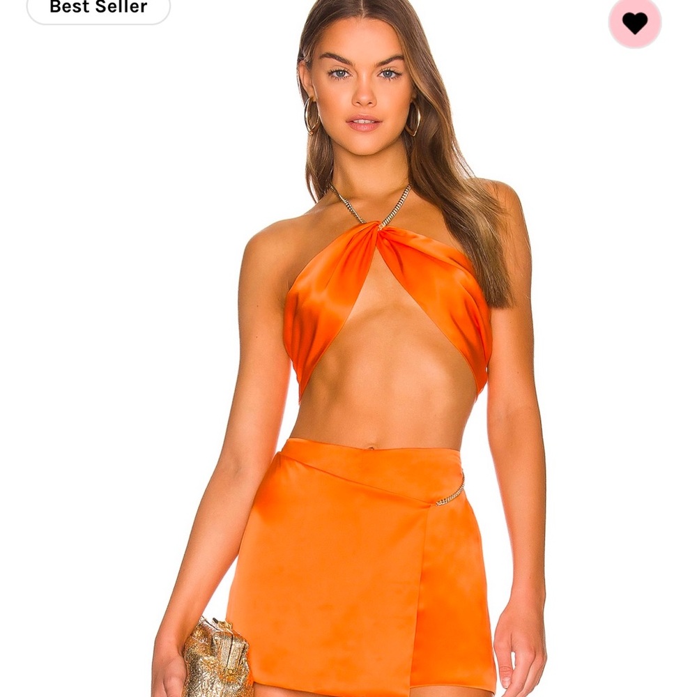 Orange Halter Top and Skirt Set